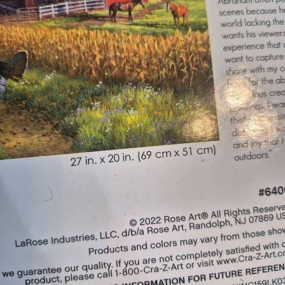 Rose Art Master Artist Collection Abraham Hunter Season to be Thankful 1000 pc J - Picture 7 of 11